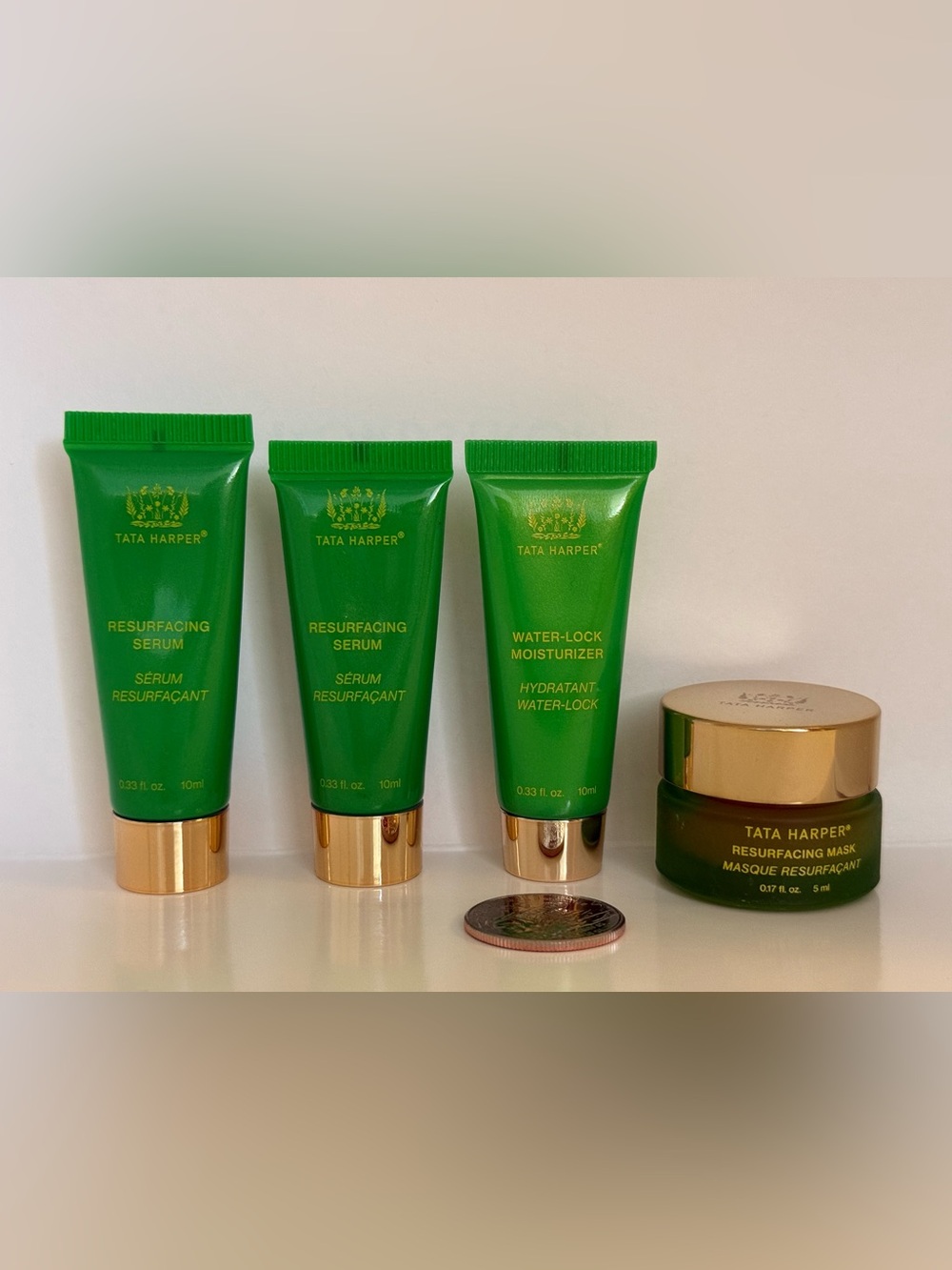 TATA HARPER Resurfacing Serum(2X),WaterLock Moisturizer,Resurfacing Mask 4pc Set